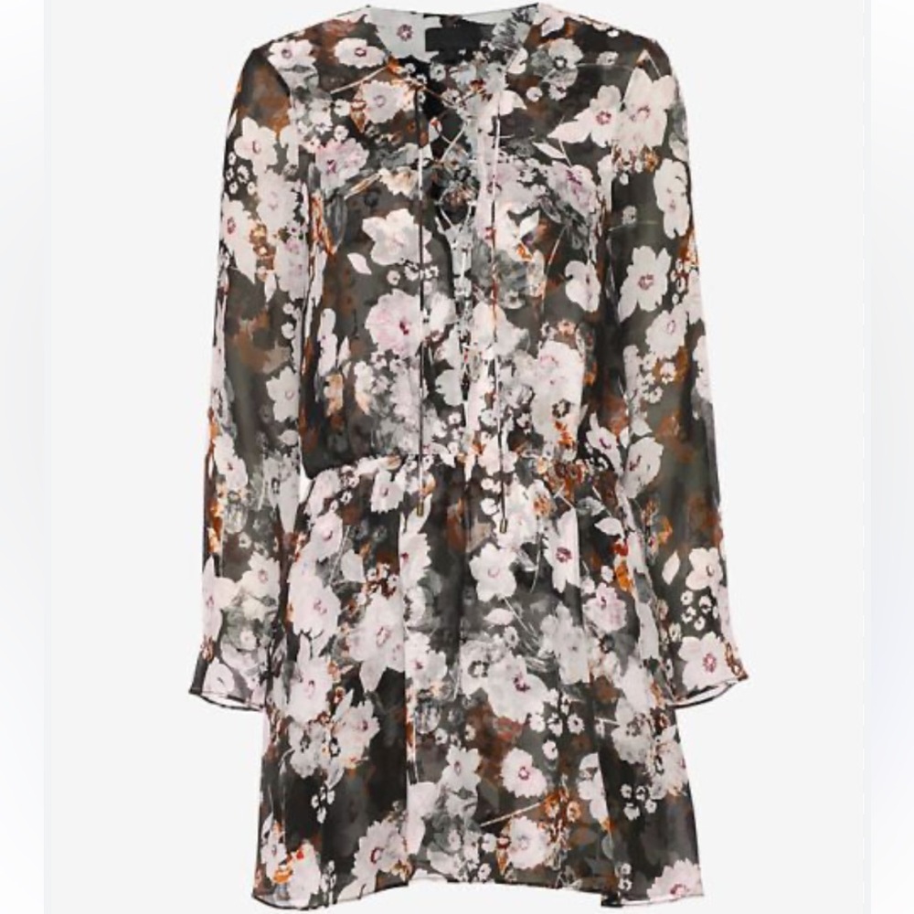 Exclusive for Intermix Libby Lace-Up Silk Floral Dress